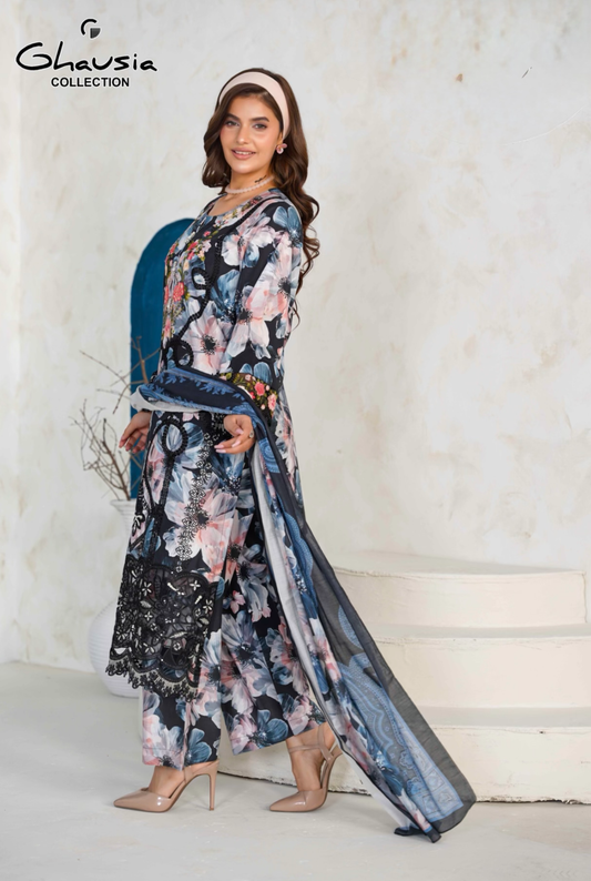 Printed Lawn Embroidered Kurta 4P - G2142