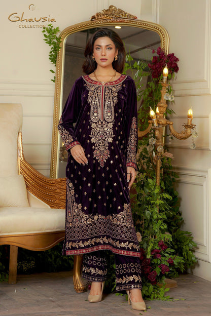 Velvet Embroidered kurta - G1953