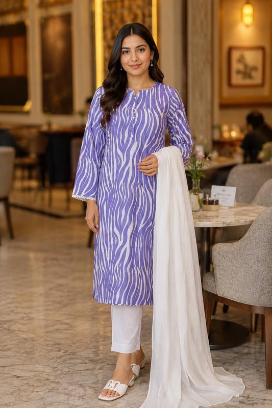 Printed Lawn Kurta 3 Piece