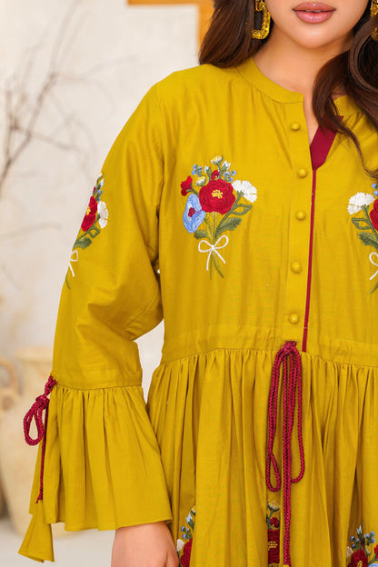 Cotton Embroidered Maxi frock - G2238
