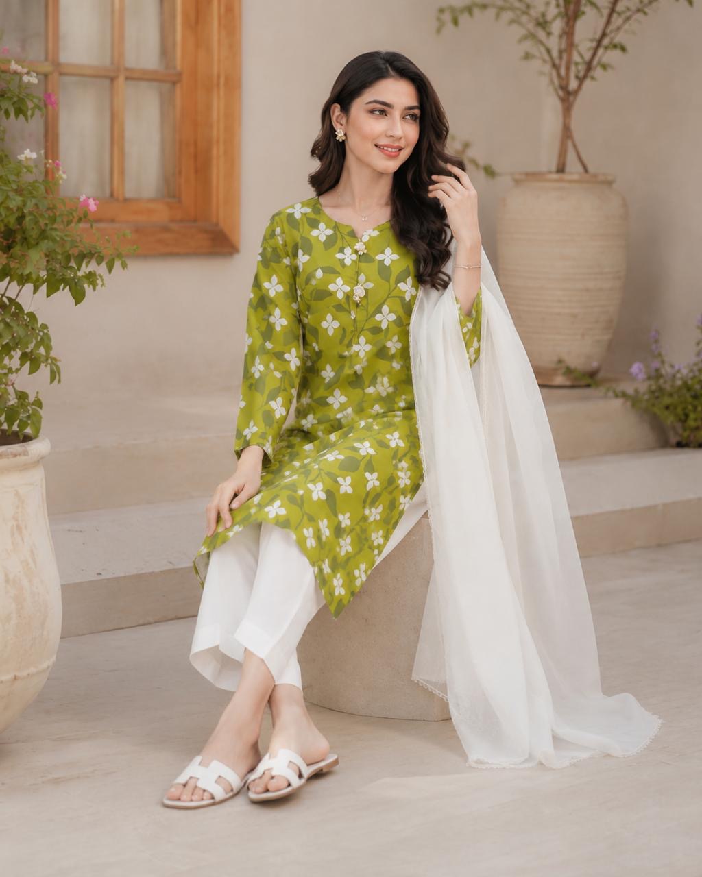Printed Lawn Kurta 3 Piece
