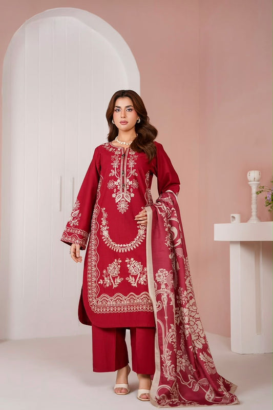 Embroidered Cambric Cotton 3pc