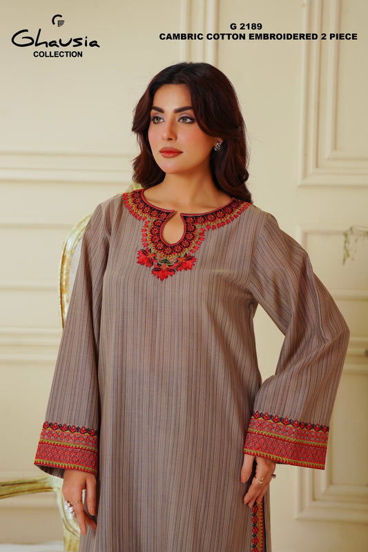 Embroidered Cambric Cotton 2pc -  G2189