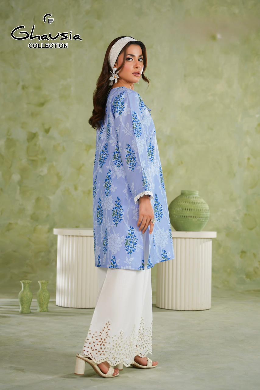 Lawn Kurta 2P - Emrbroidered Trousers