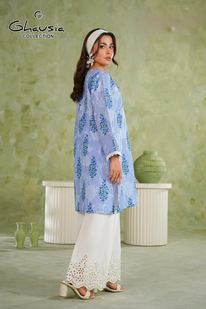 Lawn Kurta 2P - Emrbroidered Trousers
