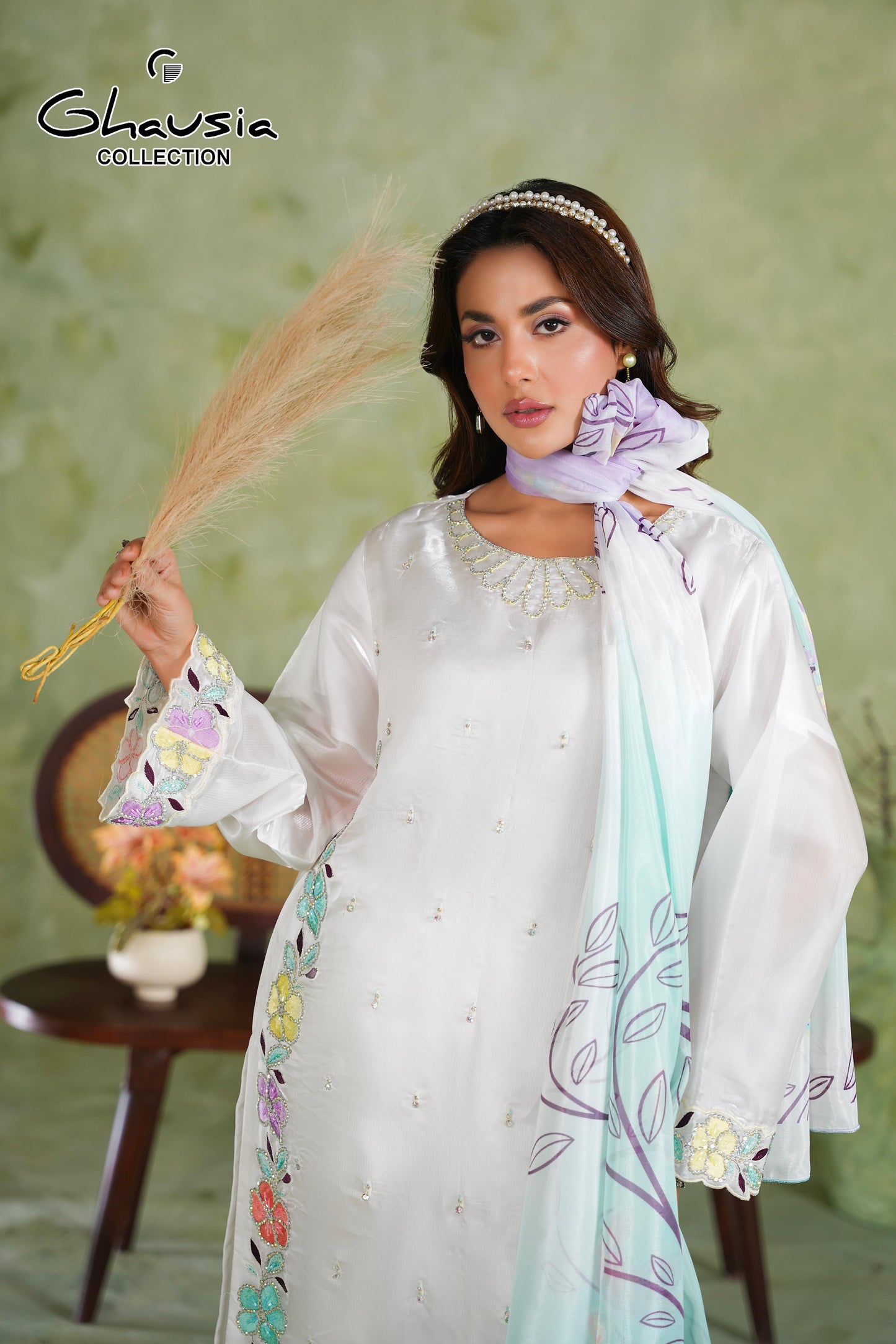 Embroidered Silk 3 Piece