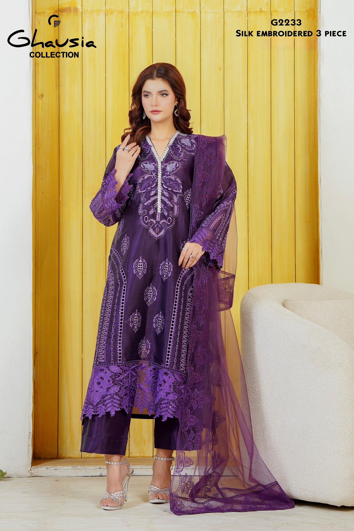 Embroidered Silk 3 Piece G2233