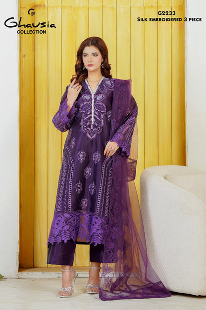 Embroidered Silk 3 Piece G2233