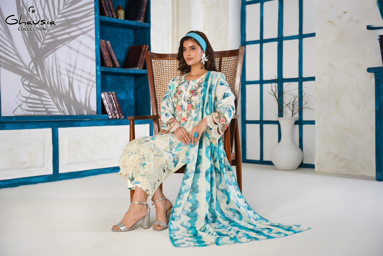 Printed Lawn Embroidered Kurta 4P - G2142