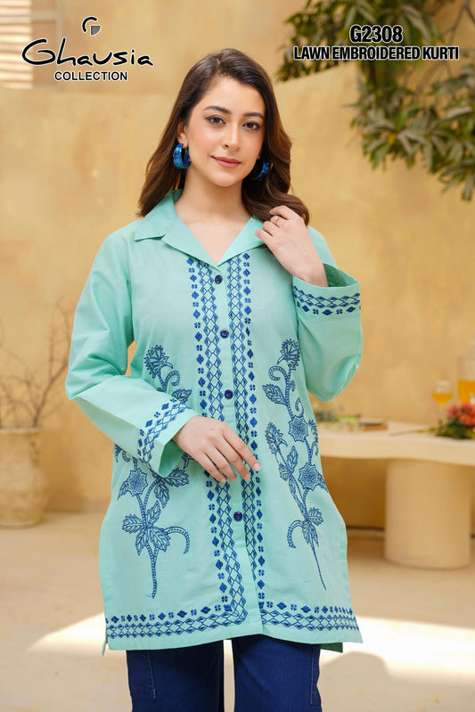 Cotton Embroidered Kurti 1P - G2308