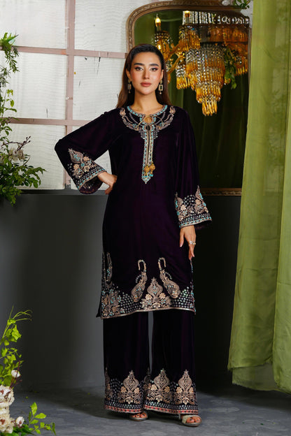 Velvet Embroidered Kurta - G2185