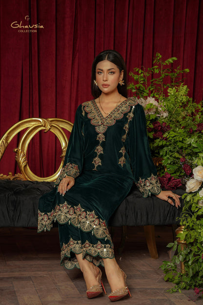 Velvet Embroidered kurta - G1958