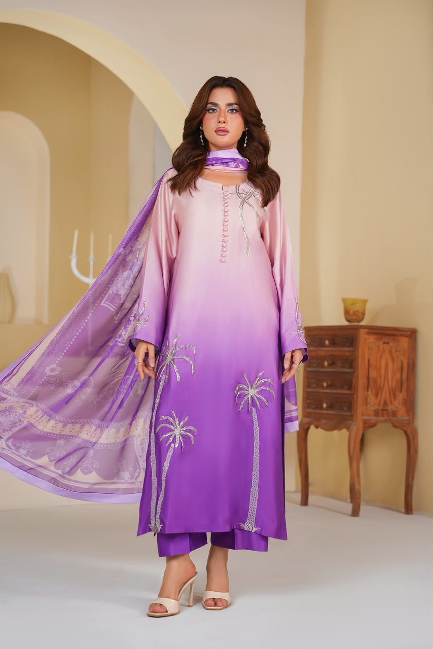 Embroidered Silk 3 Piece