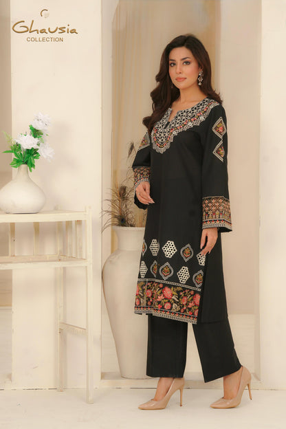 Embroidered Cambric Cotton 2pc - Ghausia Collection