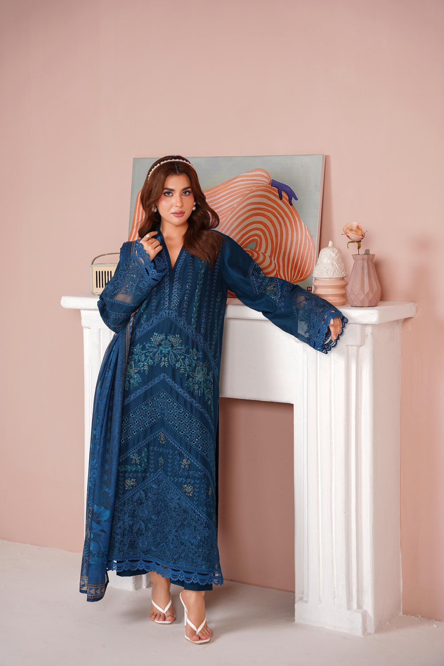 Embroidered Cambric Cotton 3pc