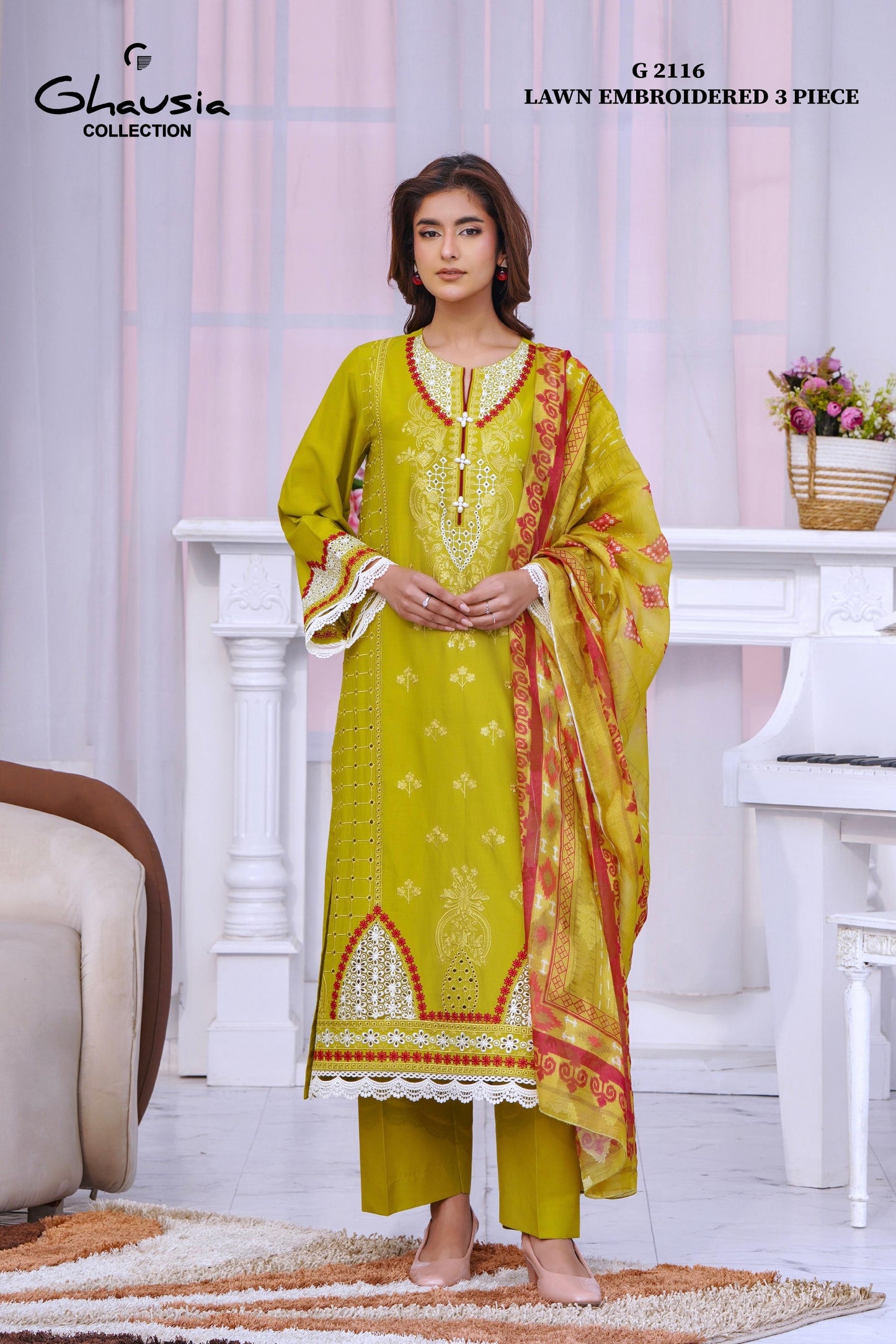 Lawn Embroidered Kurta 3P - G2116