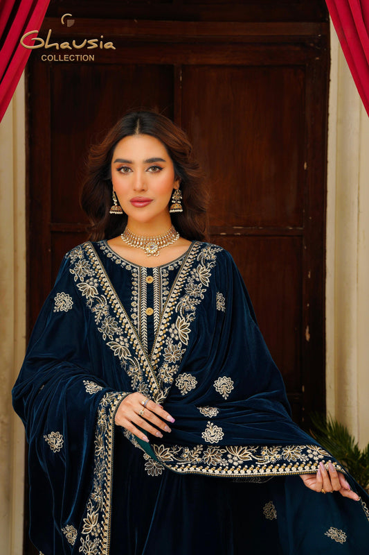 Velvet Embroidered kurta - G1931