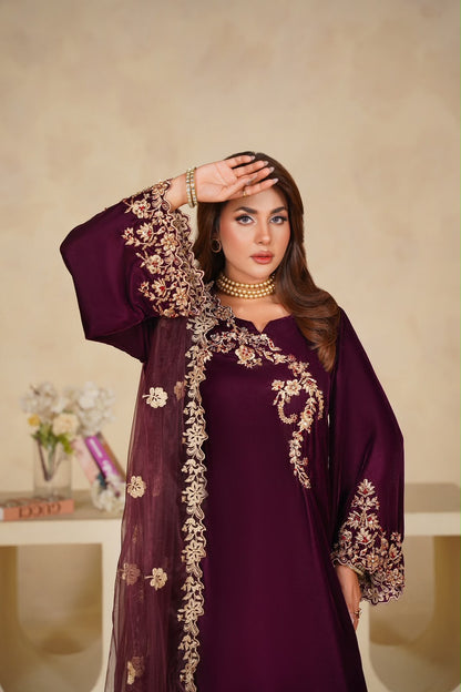 Velvet Embroidered Kurta - G2415