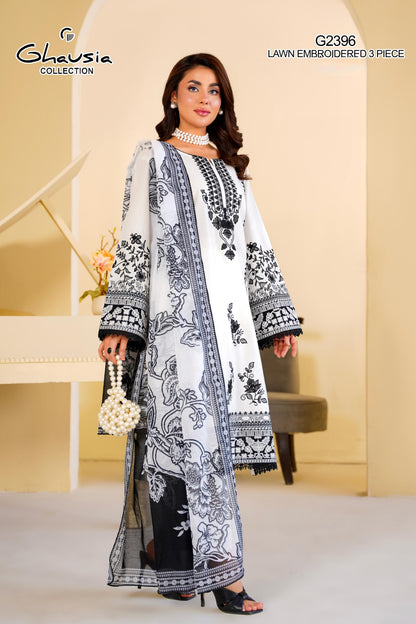 Lawn Embroidered Kurta 3P - G2396