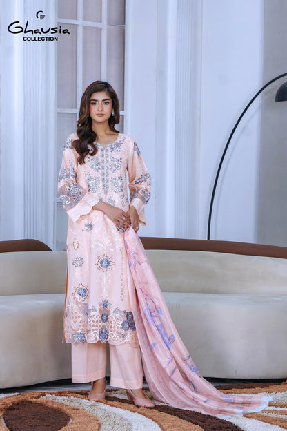 Lawn Embroidered Kurta 3P - G2236