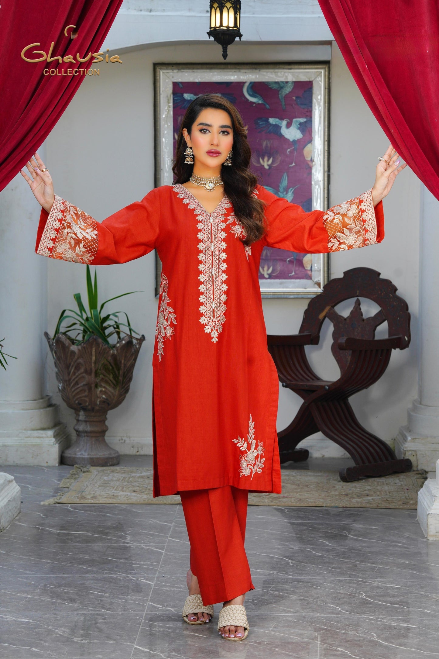 Embroidered Cambric Cotton 2pc - Ghausia Collection