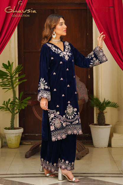 Velvet Embroidered 2p - G1894 - Ghausia Collection