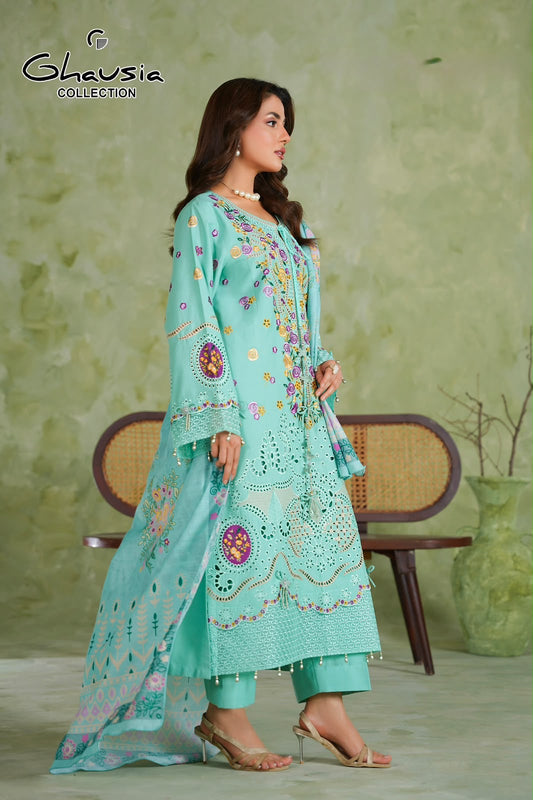 Embroidered Cambric Cotton 3pc