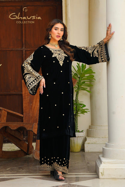 Velvet Embroidered kurta - G1929