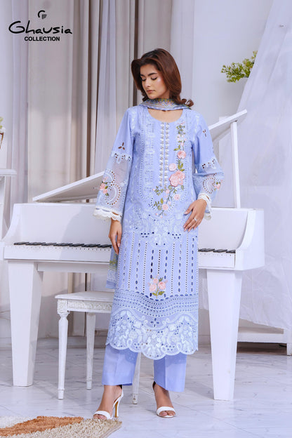 Lawn Embroidered Kurta Aplique Work 3P - G2227