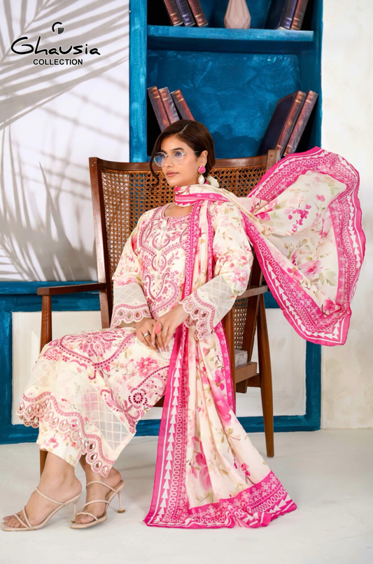 Printed Lawn Embroidered Kurta 4P - G2284