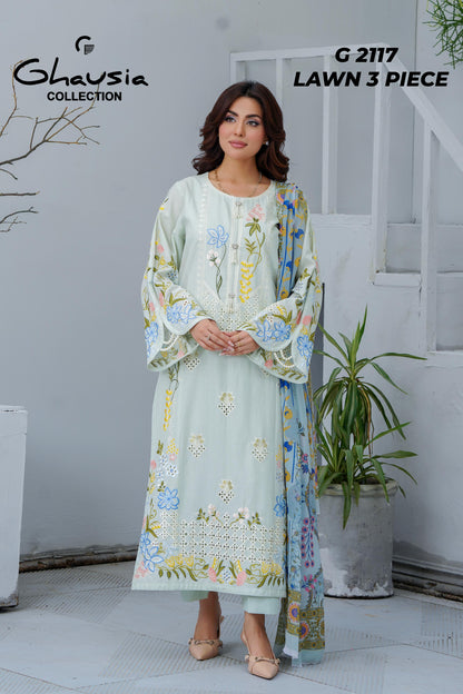 Lawn Embroidered Kurta 3P - G2117