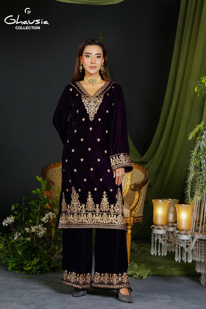 Velvet Embroidered Kurta - G2201