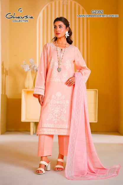 Lawn Embroidered Kurta 3P - G2392