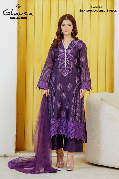 Embroidered Silk 3 Piece G2233