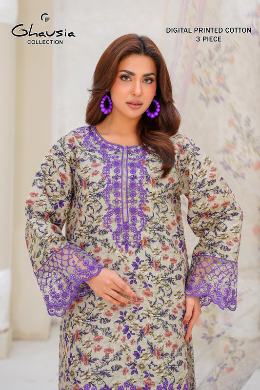 Cotton Digital Print Kurta 3P