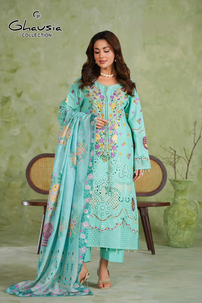Embroidered Cambric Cotton 3pc