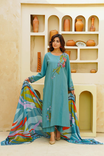 Embroidered Cambric Cotton 3pc