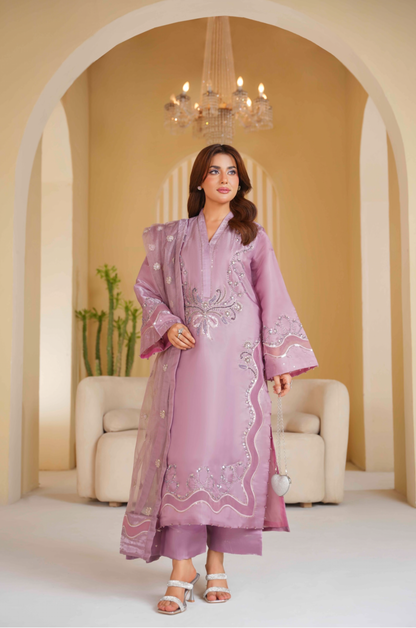 Embroidered Sheesha Silk 3 Piece