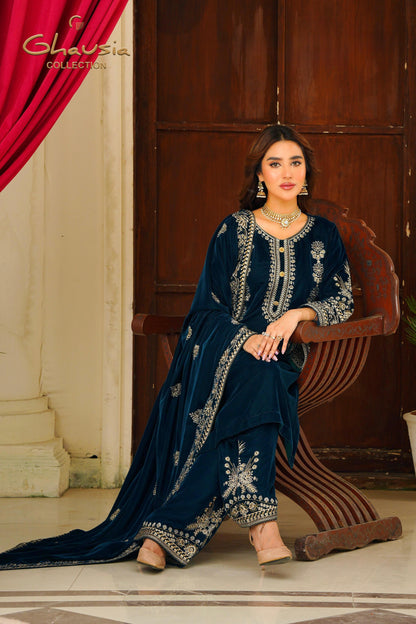 Velvet Embroidered kurta - G1931