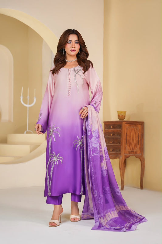Embroidered Silk 3 Piece