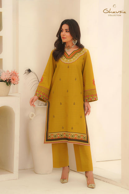 Embroidered Cambric Cotton 2pc - Ghausia Collection