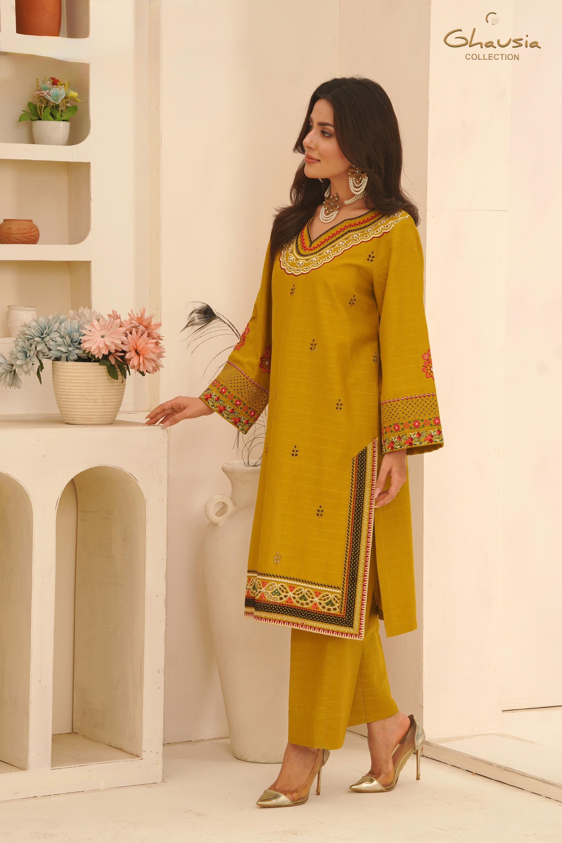 Embroidered Cambric Cotton 2pc - Ghausia Collection