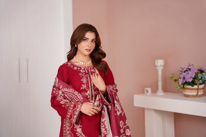 Embroidered Cambric Cotton 3pc
