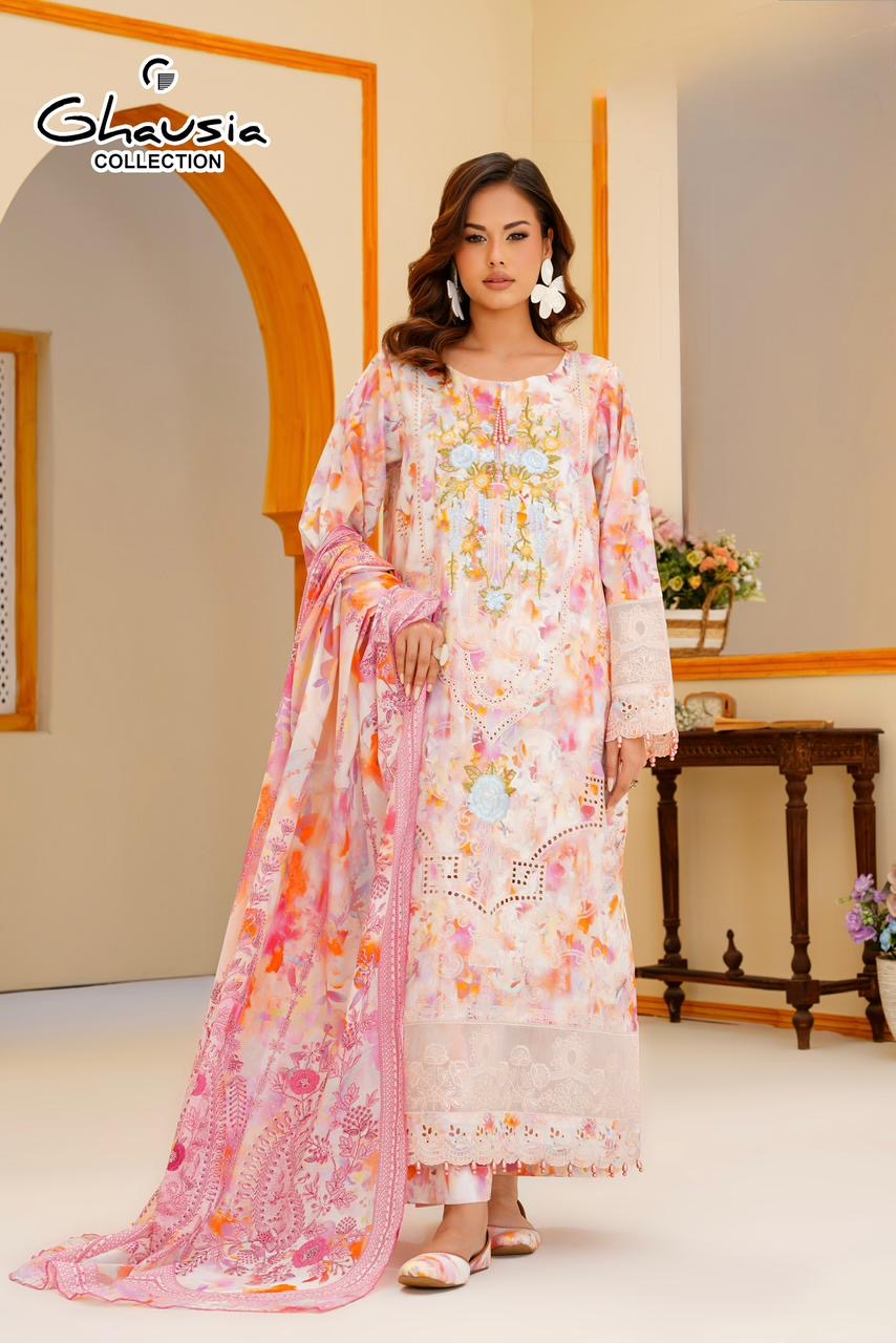 Printed Lawn Embroidered Kurta 4P - G2158