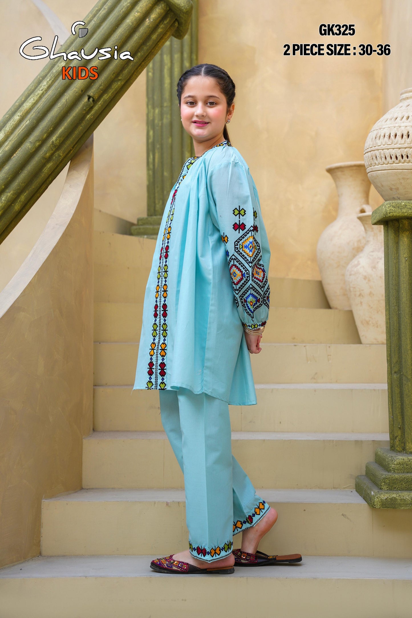 Kids Embroidered Lawn Kurta 2P - GK325
