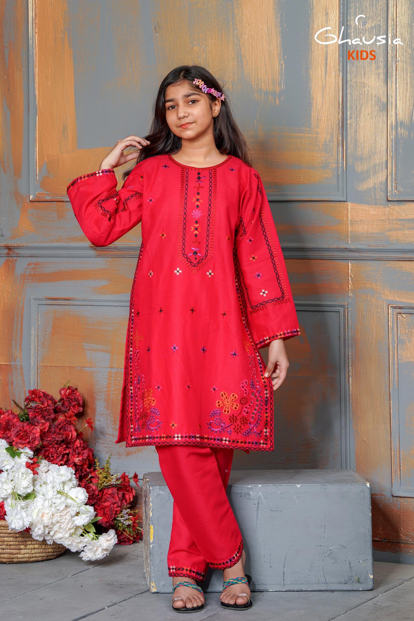 Kids Embroidered kurta - K003