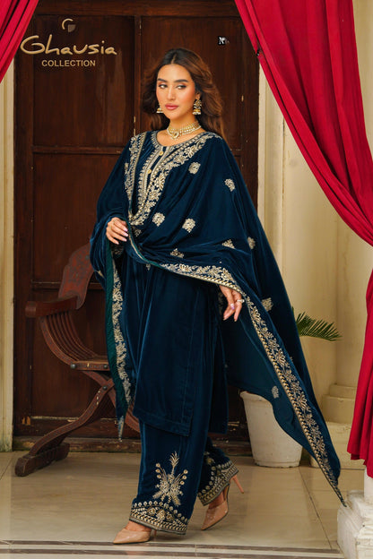 Velvet Embroidered kurta - G1931