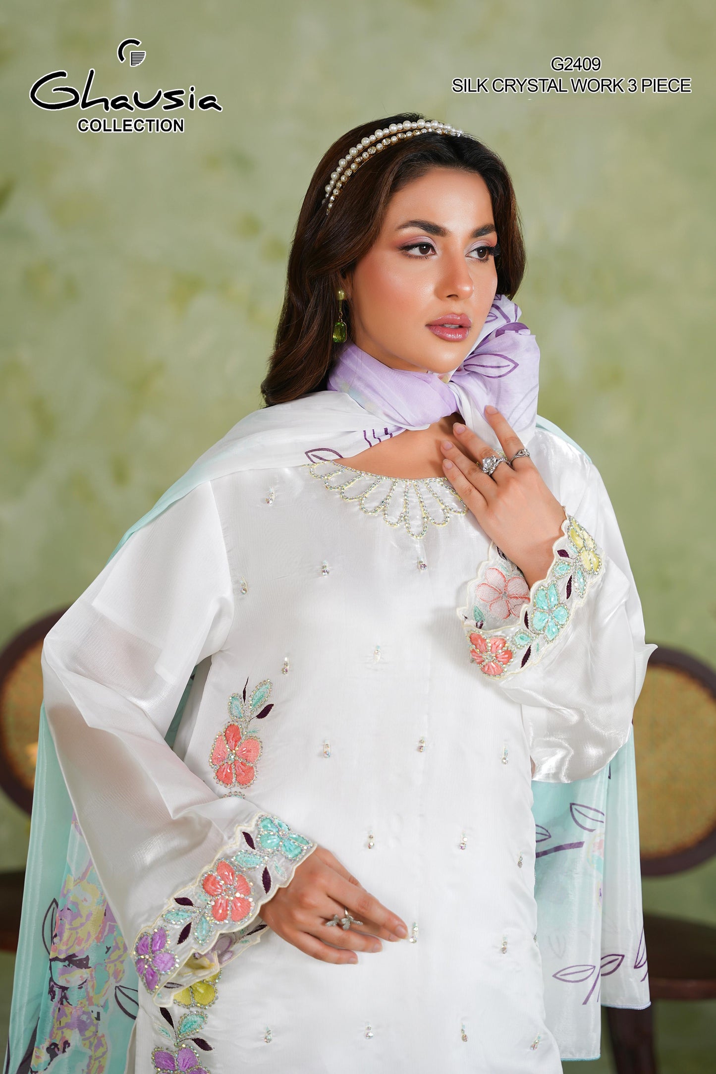 Embroidered Silk 3 Piece