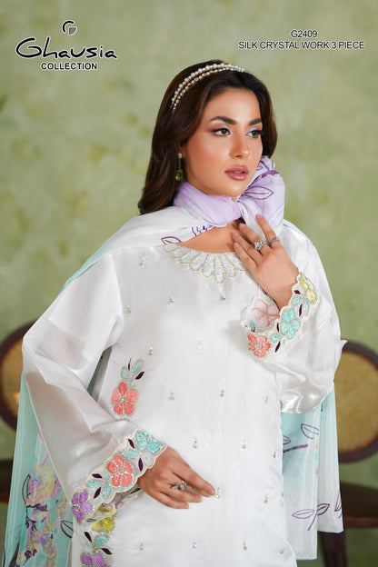 Embroidered Silk 3 Piece