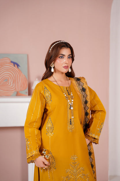 Embroidered Cambric Cotton 3pc